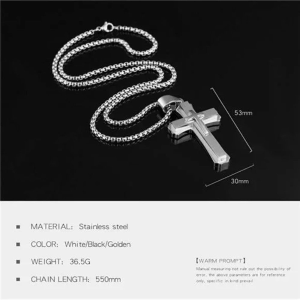 New Silver Cross 𝅺Necklace for Men - Picture 4 of 6